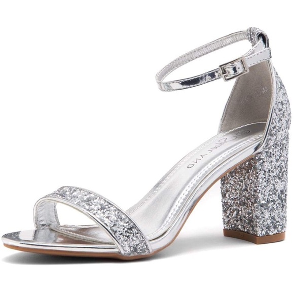 $5 shipping… Women's Open Toe Ankle Strap Chunky Block Low Heel Dress Pump - Picture 4 of 8